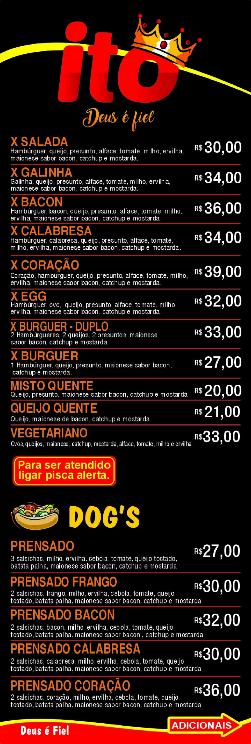 Cardápio Ito Lanches — página 1
